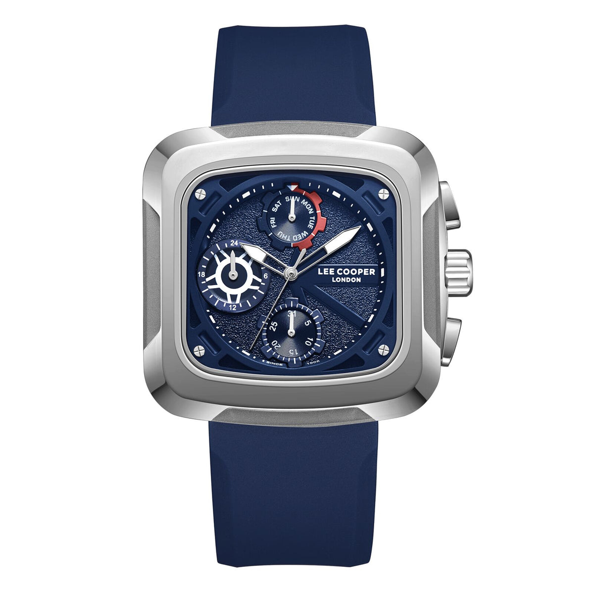 Lee Cooper Men's Watches Analog Blue Dial with Blue Resin Strap, LC08012.399