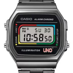 Casio Vintage UNO Edition Unisex Watch Digital Dial With Black Stainless Steel Band, A168WEUC-1ADR