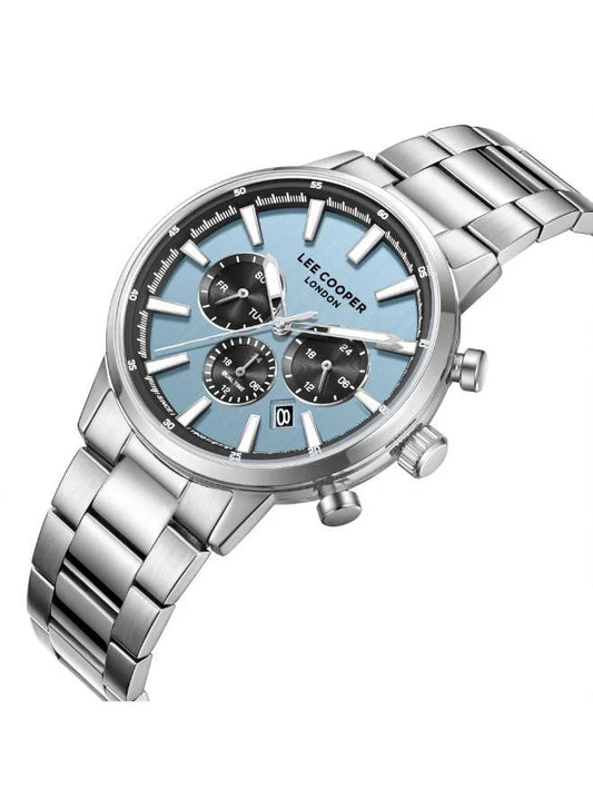 Lee Cooper Men's Multifunction Watch with Blue Dial and Stainless Steel Band, LC08382.300
