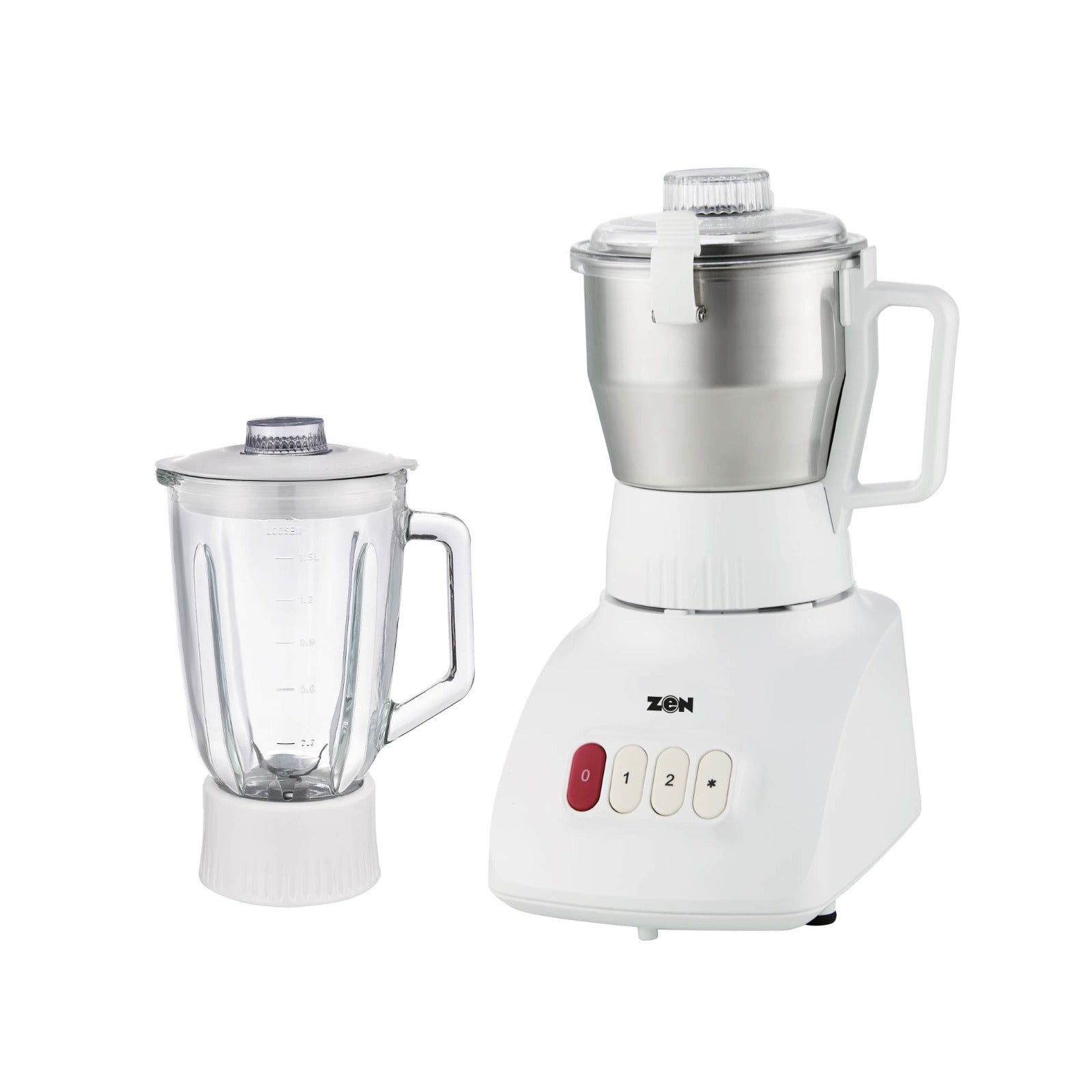 Zen Glass Jar Blender With Stainless Steel Jar Grinder - 600w, ZBR630GS