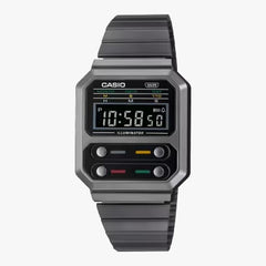 Casio, Men's Watch Vintage Collection Digital ,Black Dial Silver Stainless Steel Band, A100WEGG-1ADF