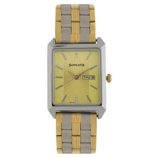 Sonata, Men, Analog, Watch, Champagne Dial, Stainless steel Strap, 7007BM01