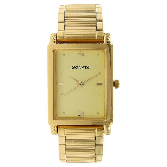 Sonata, Men, Analog, Watch, Champagne Dial, Stainless steel Strap, 7058YM02