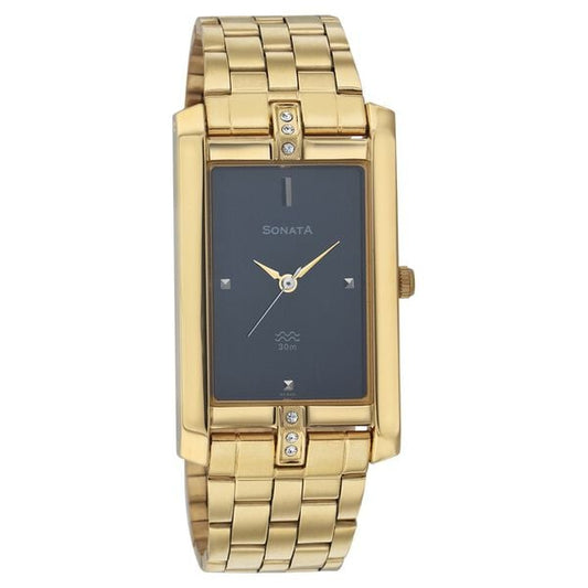 Sonata, Men, Analog, Watch, Black Dial, Stainless steel Strap, 7071YM03