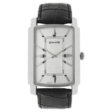 Sonata Men's Watch Analog Silver Dial With Black Leather Strap, 7092SL04