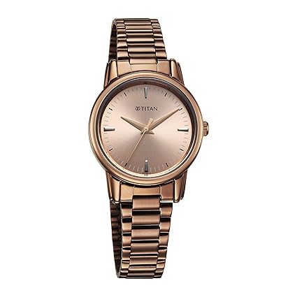 Titan Women's Watch Analog Brown Dial with Brown Stainless Steel Band, 2760QM02