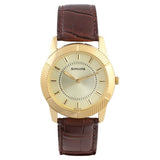 Sonata Men's Watch Analog Champagne Dial With Brown Leather Strap, 7105YL01