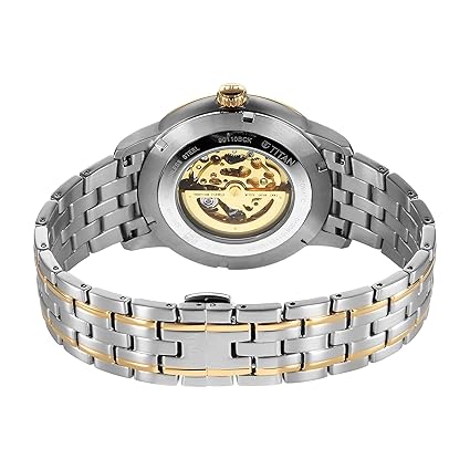 Titan Golden Heart Skeletal Men's Automatic Analog with Silver Dial Dual-Tone Stainless Steel Strap Watch 90110BM01