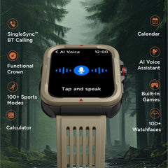 Fastrack Active with 4.64 CM UltraVU HD Display and Functional Crown Rugged Smartwatch with AI Coach, 38101PP02