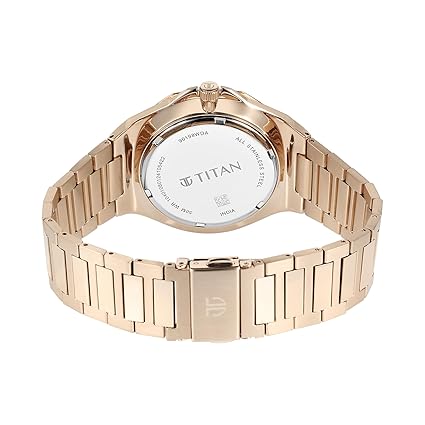 Titan Classic Slim Men's Multifunction Watch Silver Dial with Rose Gold Stainless Steel Band, 90198WM01