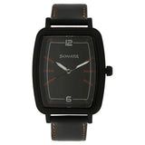 Sonata Men's Watch Analog Black Dial With Black Leather Strap, 7120PL02