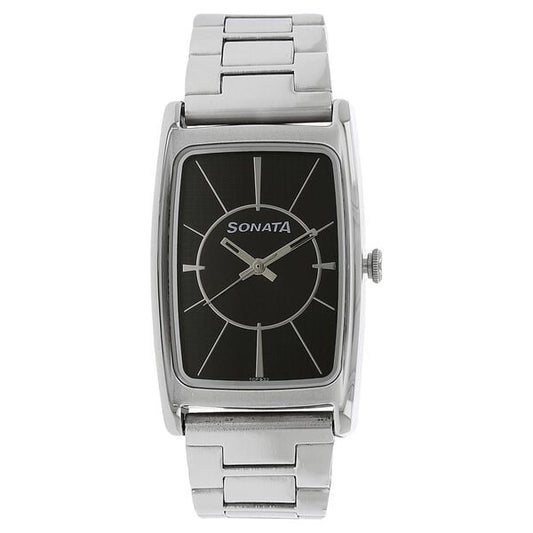 Sonata, Men, Analog, Watch, Black Dial, Stainless steel Strap, 7122SM01