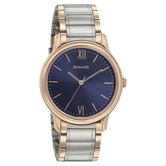 Sonata, Men, Analog, Watch, Blue Dial, Stainless steel Strap, 7128KM01