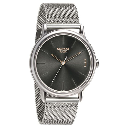 Sonata, Men, Analog, Watch, Grey Dial, Stainless steel Strap, 7128SM05
