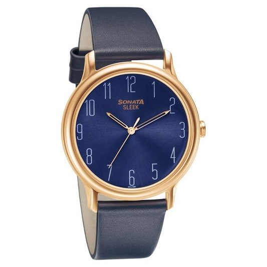 Sonata, Men, Analog, Watch, Blue Dial, Leather Strap, 7128WL05