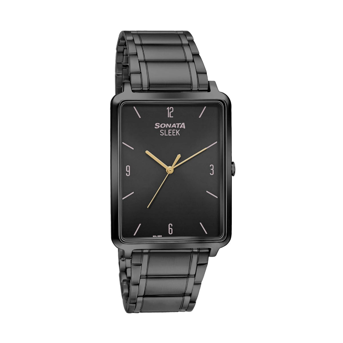 Sonata, Men's Watch Sleek Collection, Black Dial Black Stainless Steel Strap, 7144NM01