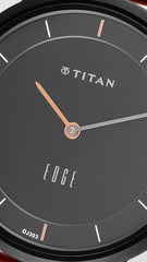 Titan Men's Edge Watch Analog, Black Dial With Brown Leather Strap, 1595NL03