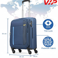 VIP Toronto Plus 55cm 4 Wheel Soft Trolley Blue, TORONTOPLUS55BLU