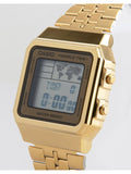 Casio Men's Watch Vintage Collection Digital, Black Dial Gold Stainless Steel Strap, A500WGA-1DF