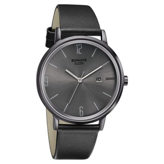 Sonata, Men, Analog, Watch, Grey Dial, Leather Strap, 7131NL03