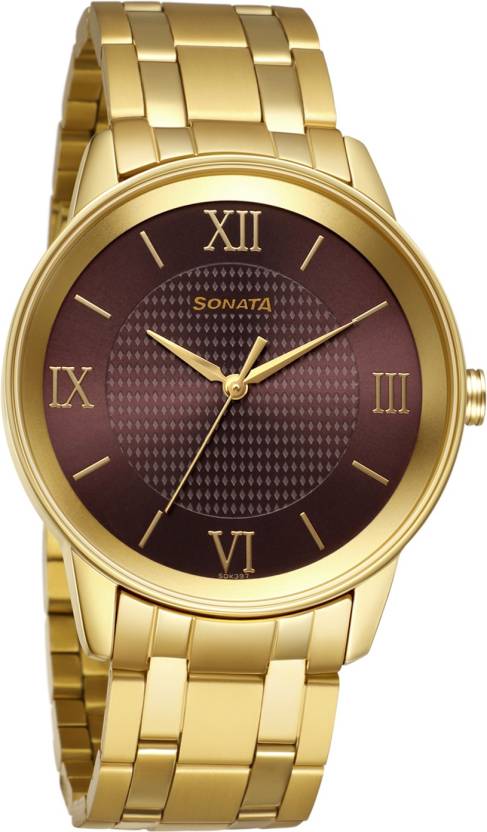 Sonata, Men, Analog, Watch, Brown Dial, Stainless steel Strap, 7133YM03