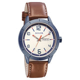 Sonata Men's Watch Analog White Dial With Brown Leather Strap, 7137AL03