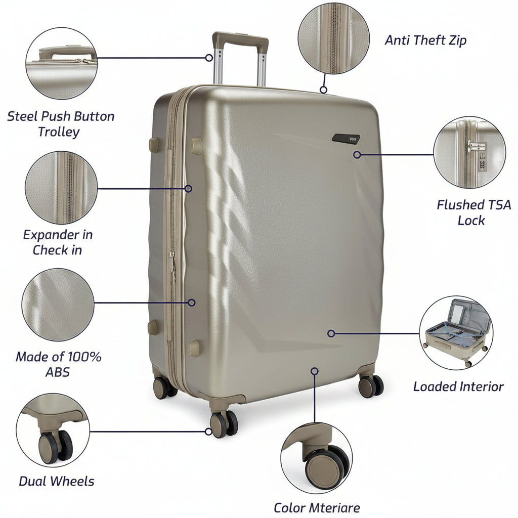 VIP Scott 69cm, 8 Wheel Hard Top Trolley, Silver, SCOTT69SIL