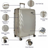 VIP Scott 69cm, 8 Wheel Hard Top Trolley, Silver, SCOTT69SIL