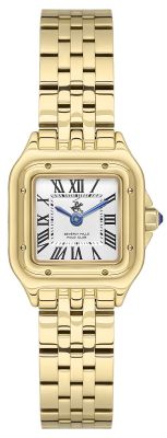Beverly Hills Polo Club Women's Analog Watch, Silver Dial  With Golden Stainless Steel Band, BP3600C.130