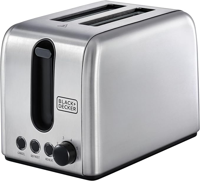 Black+Decker 2 Slice Stainless Steel Toaster, ET244