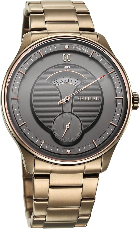 Titan Quartet Men's Watch Analog Brown Dial With Brown Stainless Steel Band, 1890QM01