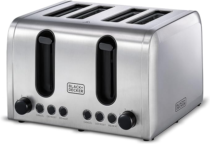 Black+Decker, 4 Slice Stainless Steel Toaster, 2100 Watts, ET444