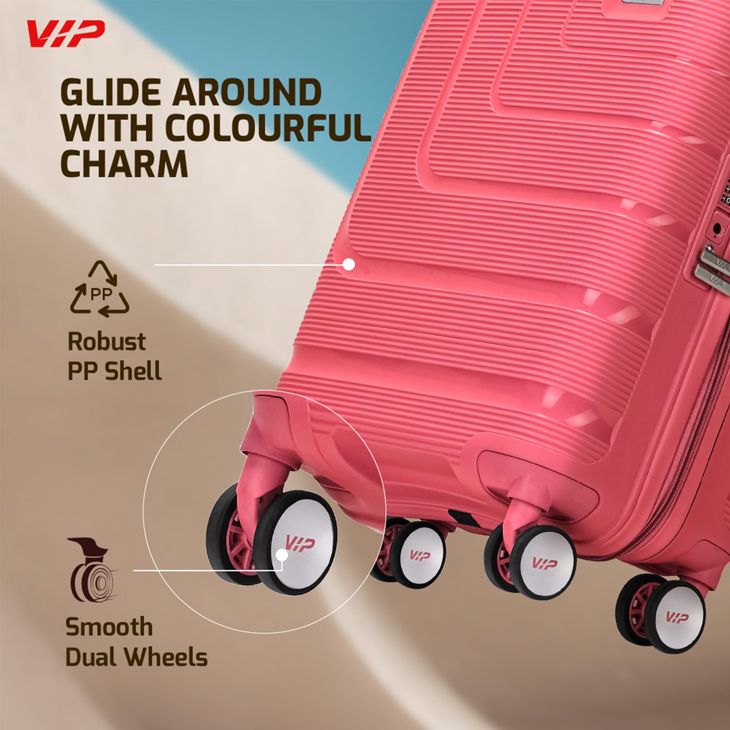 VIP Lexus 76cm Hard Case Trolley 8 Wheels Coral Red, LEXUS76CRL
