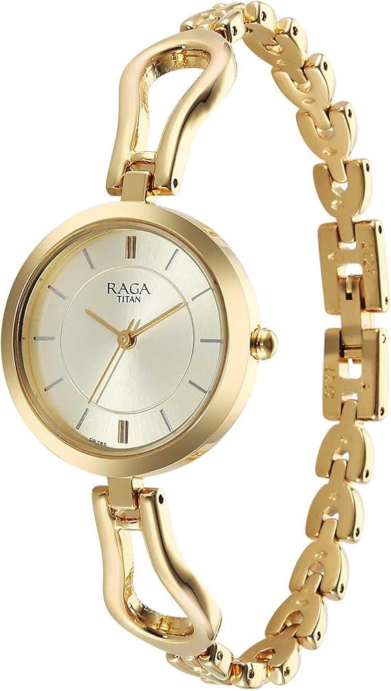 Titan Raga Women's analog Golden Dial Stainless steel Band  2727YM02