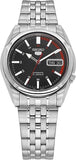 Seiko Men's Mechanical Watch Analog, Black Dial Silver Stainless Band, SNK375K