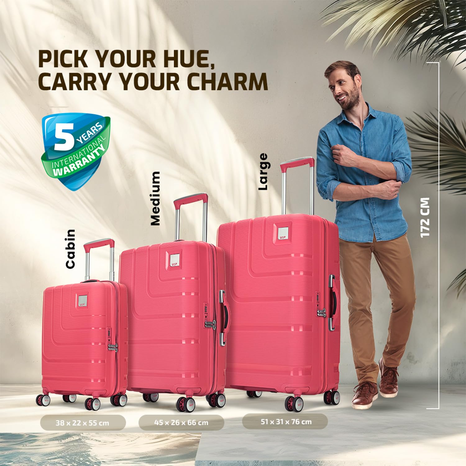 VIP Lexus 76cm Hard Case Trolley 8 Wheels Coral Red, LEXUS76CRL