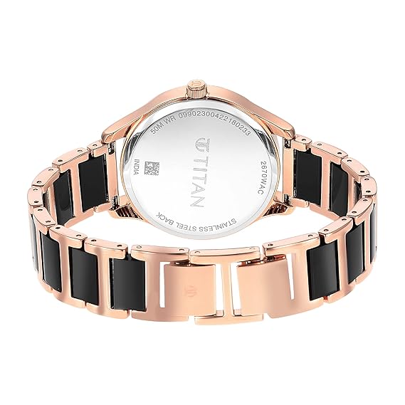Titan Purple Women's Watch Analog Black Dial With Rose Gold Acetate Band, 2670WD01