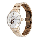 Titan Orbital Open Heart Automatic Analog Men's Watch with White Dial Carnation Gold Stainless Steel Strap, 90226WM01