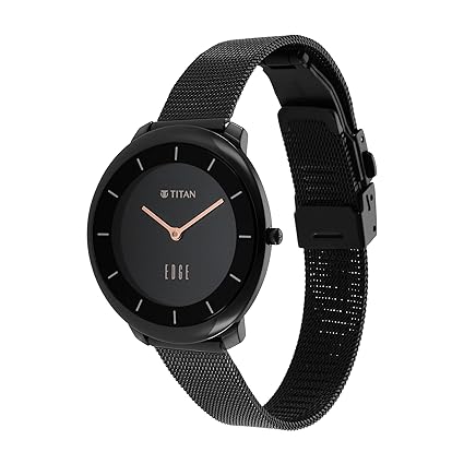 Titan Women's Edge Watch Analog Black Dial With Black Mesh Band, 2677NM01