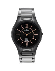 Titan Men's Watch Edge Ceramic - Slimmest Ceramic Analog Watch, Black Dial Black Ceramic Strap, 1696NC01