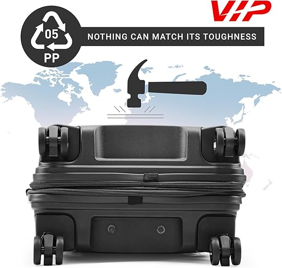 VIP Locus-Max 55cm, 8 Wheel Hard Trolley ,Jet Black, LOCUSMAX55BLK