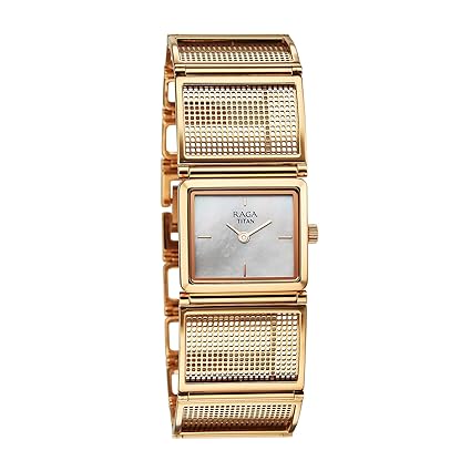 Titan Raga Ethereal Quartz Analog  Women's watch with White Mother Of Pearl Dial and Rose Gold Stainless Steel Strap, 95300WM01