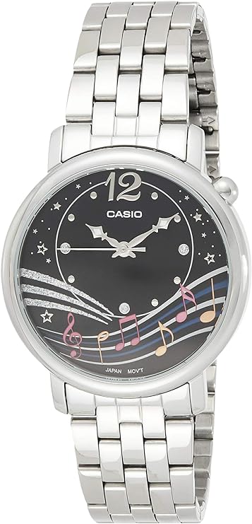 Casio, Womenâ€™s Watch Analog, Black Dial Silver Stainless Steel Band, LTP-E122L-7ADF
