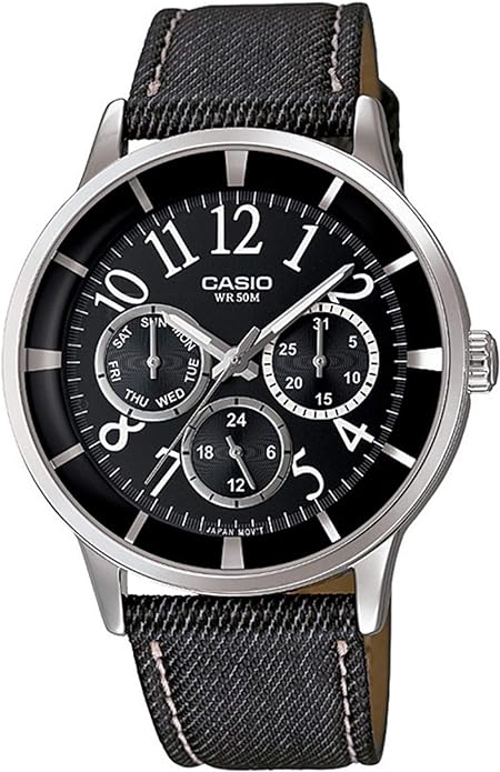 Casio, Womenâ€™s Watch Analog, Black Dial Black Leather Band, LTP-2084LB-1BVD