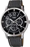 Casio, Womenâ€™s Watch Analog, Black Dial Black Leather Band, LTP-2084LB-1BVD