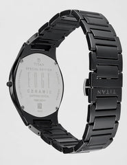 Titan Men's Watch Edge Ceramic - Slimmest Ceramic Analog Watch, Black Dial Black Ceramic Strap, 1696NC01