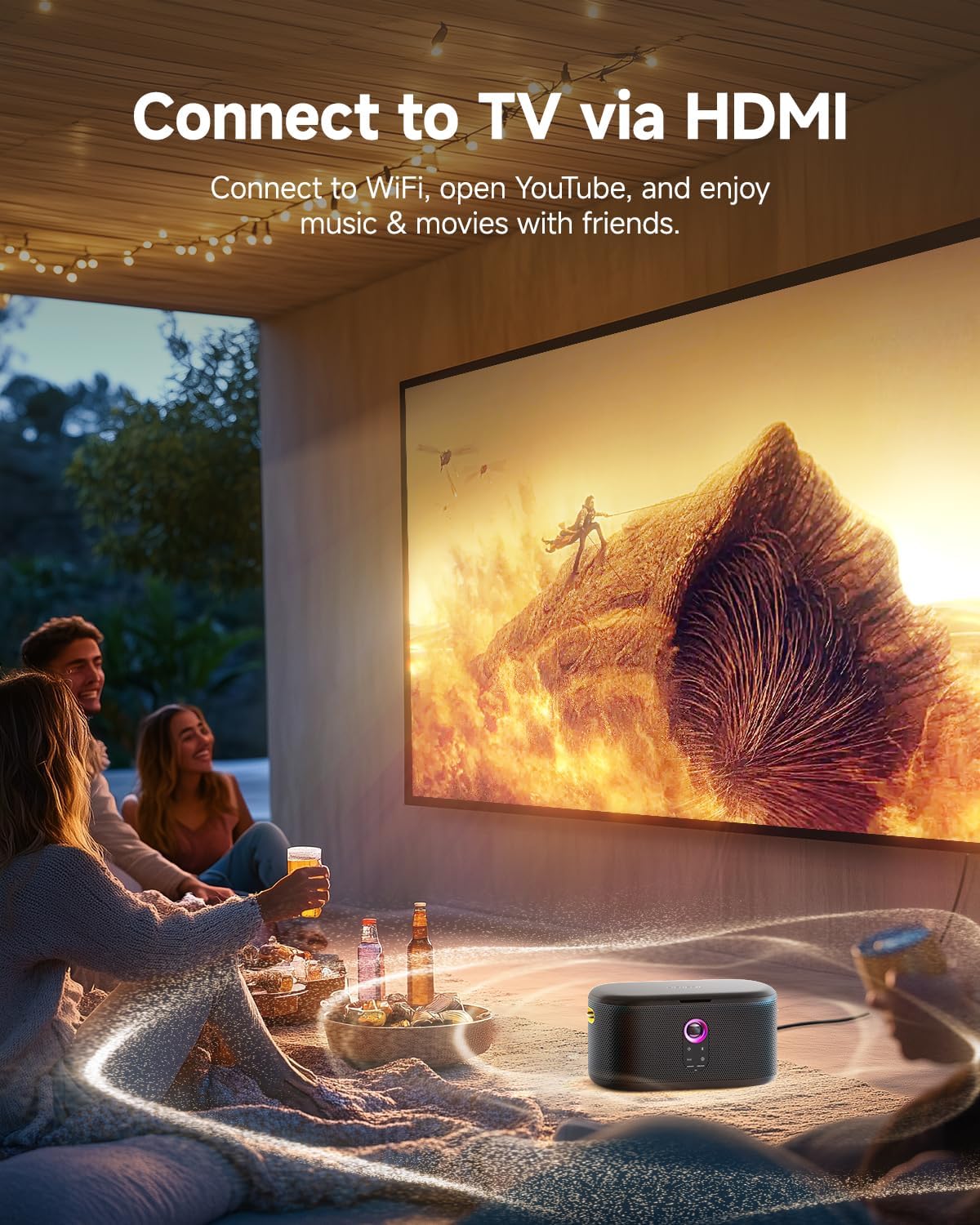 Ikarao Karaoke Machine for Adults & Kids with Screen Lyrics Display, 2 Wireless Microphones Auto-Charging, Portable Bluetooth Speaker, WiFi/HDMI, IK-SHELLS1