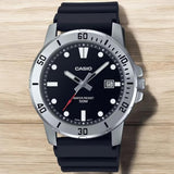 Casio, Men's Watch Analog, Black Dial Black Resin Band, MTP-VD01-1EVUDF