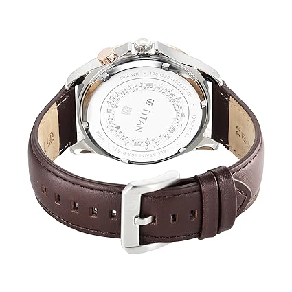 Titan Techno Beats Men's Watch Analog Black Dial With Brown Leather Strap, 1830KL03