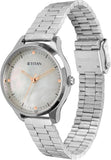 Titan Women Analog Watch Mother of Pearl Dial with Silver Stainless Steel Band, 2649SM06